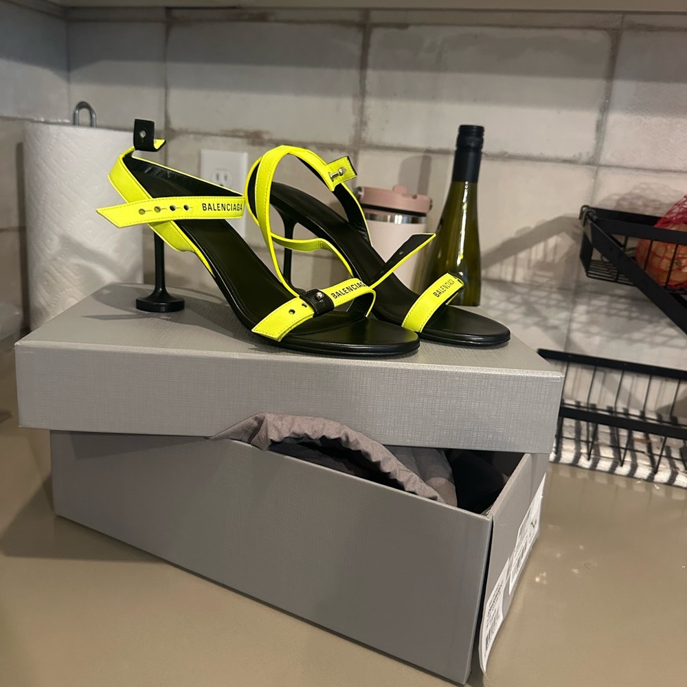 Balenciaga Neon Yellow Strappy Heels